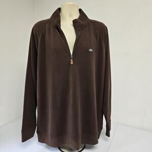 Fish Hippie Sweatshirt Pullover Mens XXL Brown 1/4 Zip Golf Casual Logo Preppy